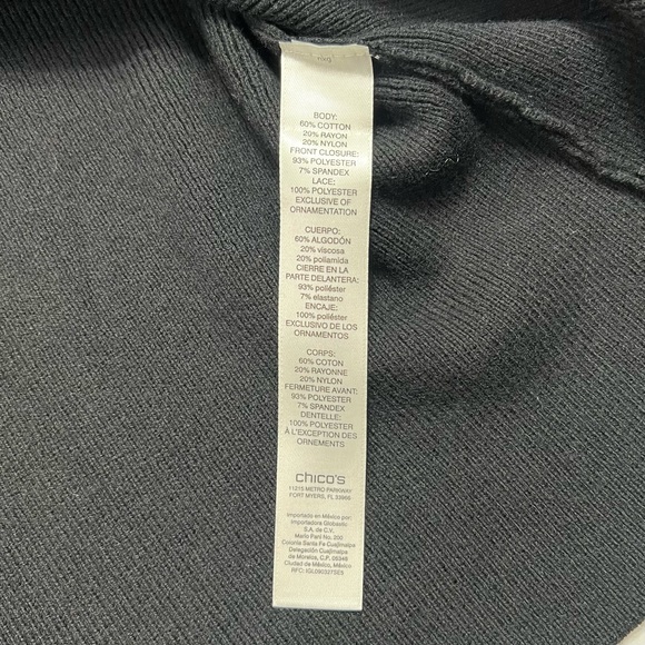 Chico’s Embellished Tonal Cardigan - black, size 2 (L / 12) - Picture 5 of 11